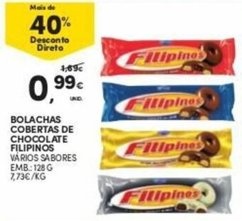 Continente Bolachas Cobertas de Chocolate Filipinos 128g promoção