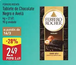 ALDI FERRERO ROCHER Tablete de Chocolate Negro e Avelã promoção