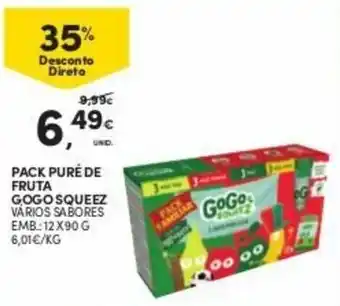 Continente Pack Puré de Fruta Gogo Squeez 12x90g promoção