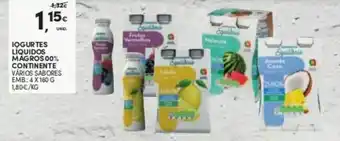 Continente Iogurtes Líquidos Magros 00% Continente 4x160g promoção