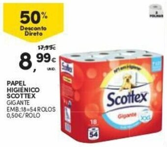 Continente Papel Higiénico Scottex 18=54 rolos promoção
