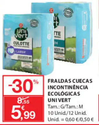 E.Leclerc Fraldas Cuecas Incontinência Ecológicas Uni Vert promoção