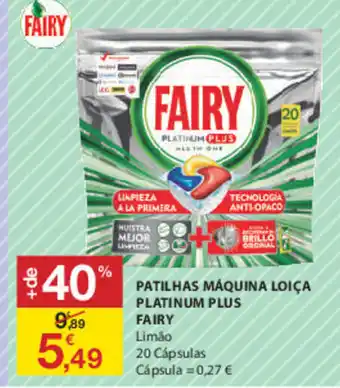 E.Leclerc Patilhas Máquina Loiça Platinum Plus Fairy promoção