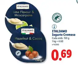 Lidl ITALIAMO Iogurte Cremoso Cada promoção