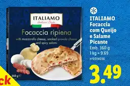 Lidl ITALIAMO Focaccia com Queijo e Salame Picante promoção