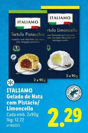Lidl ITALIAMO Gelado de Nata com Pistácio/ Limoncello promoção