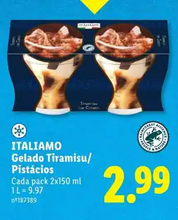Lidl ITALIAMO Gelado Tiramisu/ Pistácios promoção