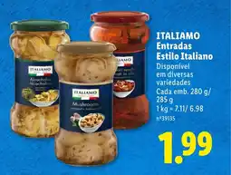 Lidl ITALIAMO Entradas Estilo Italiano promoção