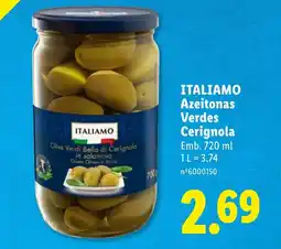Lidl ITALIAMO Azeitonas Verdes Cerignola promoção