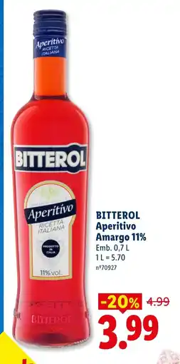 Lidl BITTEROL Aperitivo Amargo 11% promoção