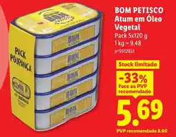 Lidl BOM PETISCO Atum em Óleo Vegetal promoção