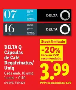 Lidl DELTA Q Cápsulas de Café Deqafeinatus/ Uniq promoção
