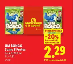 Lidl UM BONGO Sumo 8 Frutos promoção