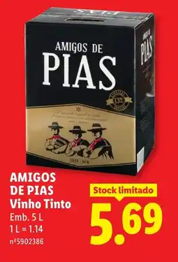 Lidl AMIGOS DE PIAS Vinho Tinto promoção