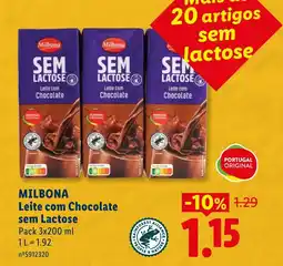 Lidl MILBONA Leite com Chocolate sem Lactose promoção