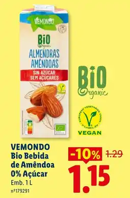 Lidl VEMONDO Bio Bebida de Amêndoa 0% Açúcar promoção