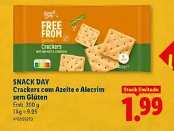 Lidl SNACK DAY Crackers com Azeite e Alecrim sem Glúten promoção