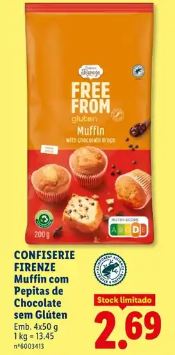 Lidl CONFISERIE FIRENZE Muffin com Pepitas de Chocolate sem Glúten promoção