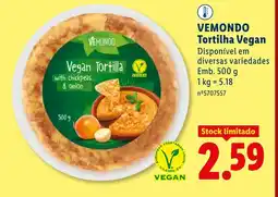Lidl VEMONDO Tortilha Vegan promoção