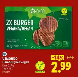 Lidl VEMONDO Hambúrguer Vegan promoção