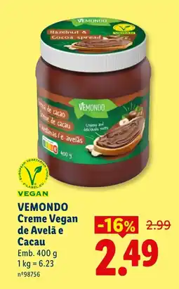 Lidl VEMONDO Creme Vegan de Avelã e Cacau promoção