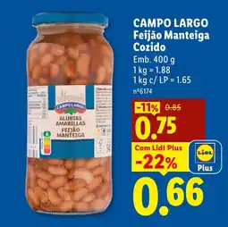 Lidl CAMPO LARGO Feijão Manteiga Cozido promoção