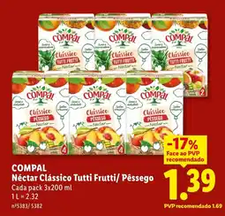 Lidl COMPAL Néctar Clássico Tutti Frutti/ Pêssego promoção