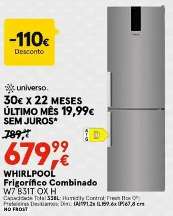 Worten Whirlpool Frigorífico Combinado promoção