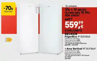 Worten Becken Frigorífico + Arca Vertical promoção