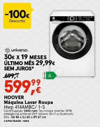 Worten Hoover Máquina Lavar Roupa 14kg promoção