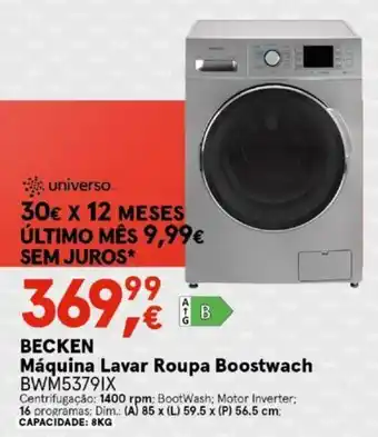 Worten Becken Máquina Lavar Roupa Boostwatch 8kg promoção