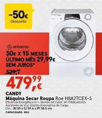 Worten Candy Máquina Secar Roupa 8kg promoção