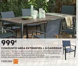 Bricomarché Conjunto mesa extensivel +8 cadeiras promoção
