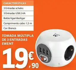 E.Leclerc Tomada múltipla de 3 entradas ewent promoção