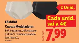 Lidl ESMARA Cuecas Modeladoras promoção