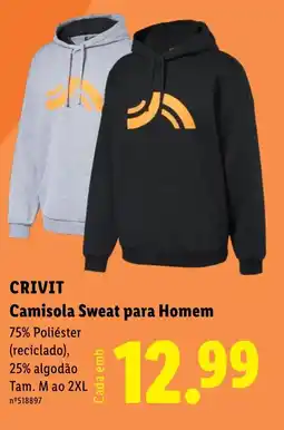 Lidl CRIVIT Camisola Sweat para Homem promoção