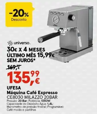Worten Ufesa Máquina Café Expresso 1,4L promoção