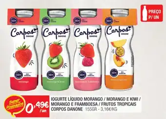 Spar Iogurte Líquido Morango e Kiwi/e Framboesa/Frutos Tropicais Corpos Danone 155g promoção