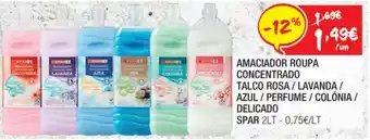 Spar Amaciador Roupa Concentrado Talco Rosa/Lavanda/Azul/Perfume/Colónia/Delicado Spar 2lt promoção