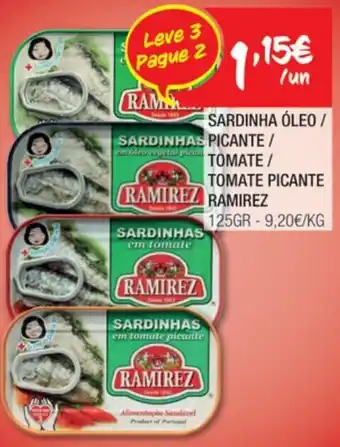 Spar Sardinha Óleo/Picante/Tomate/Tomate Picante Ramirez 125g promoção