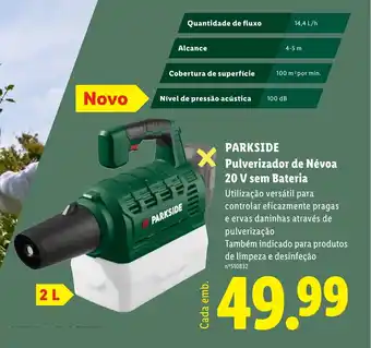 PARKSIDE Pulverizador de Névoa 20 V sem Bateria