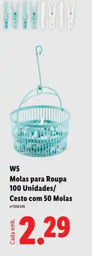 Lidl W5 Molas para Roupa 100 Unidades/ Cesto com 50 Molas promoção