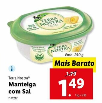 Lidl Terra Nostra Manteiga com Sal 250g promoção