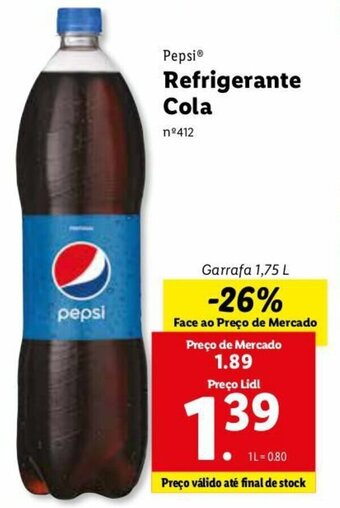 Lidl Pepsi Refrigerante Cola 1,75L promoção