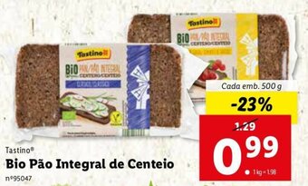 Lidl Tastino Bio Pão Integral de Centeio 500g promoção