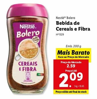 Lidl Nestlé Bolero Bebida de Cereais e Fibra 200g promoção
