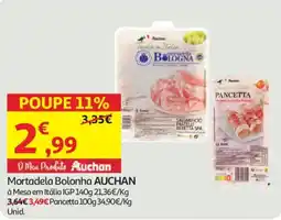 Auchan Mortadela Bolonha AUCHAN à Mesa em Itália IGP promoção