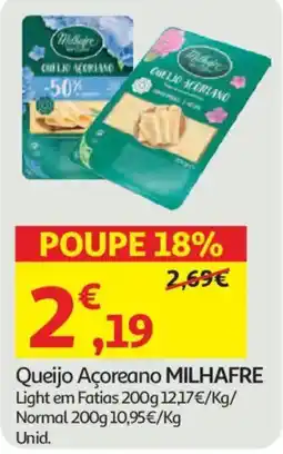 Auchan Queijo Açoreano MILHAFRE Light em Fatias promoção