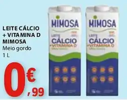 E.Leclerc Leite cálcio + vitamina d mimosa meio gordo promoção