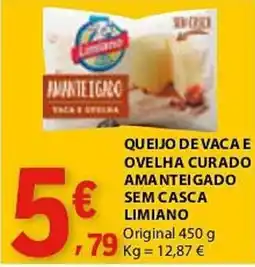 E.Leclerc Queijo de vacae ovelha curado amanteigado sem casca limiano original promoção